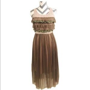 Anthro A’reve Ruffled Tulle & Crochet Dress - Size S